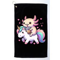 Cute Anime Kawaii Axolotl Riding A Unicorn And Drinking Boba  Golf Towel