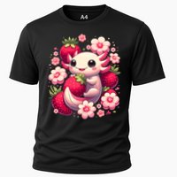 Cute Axolotl Kawaii Anime Axolotl Strawberry Cooling Performance Crew T-Shirt