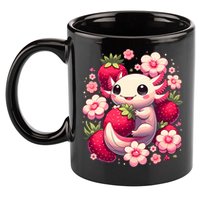 Cute Axolotl Kawaii Anime Axolotl Strawberry 11oz C Handle Ceramic Mug