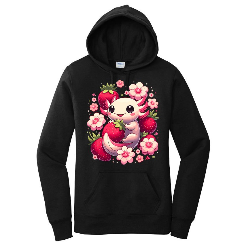 Cute Axolotl Kawaii Anime Axolotl Strawberry Women's Pullover Hoodie