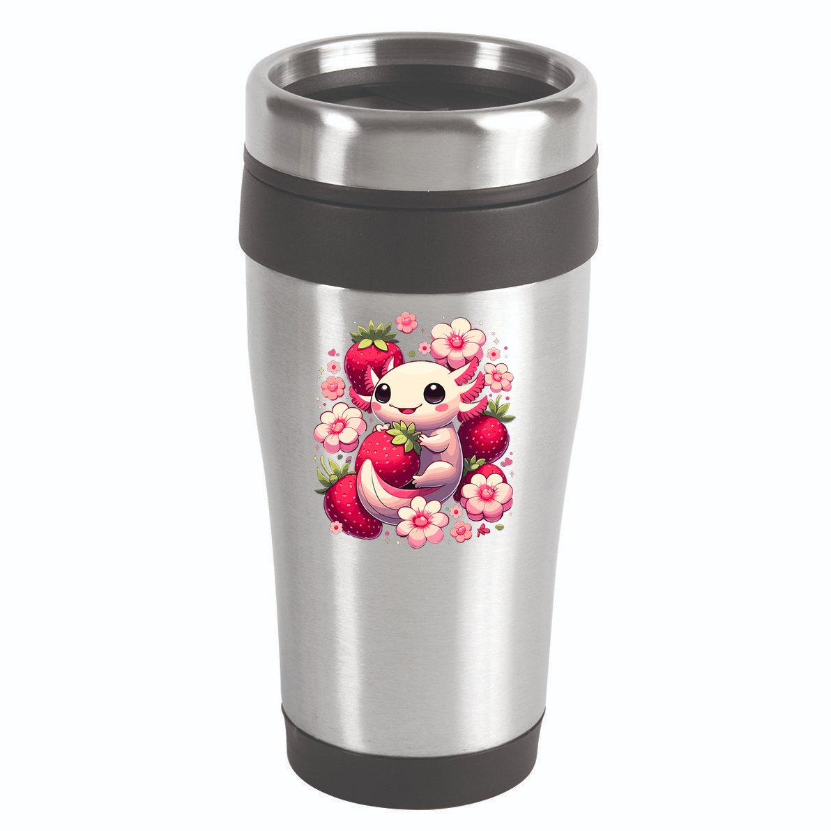 Cute Axolotl Kawaii Anime Axolotl Strawberry 16oz Travel Tumbler