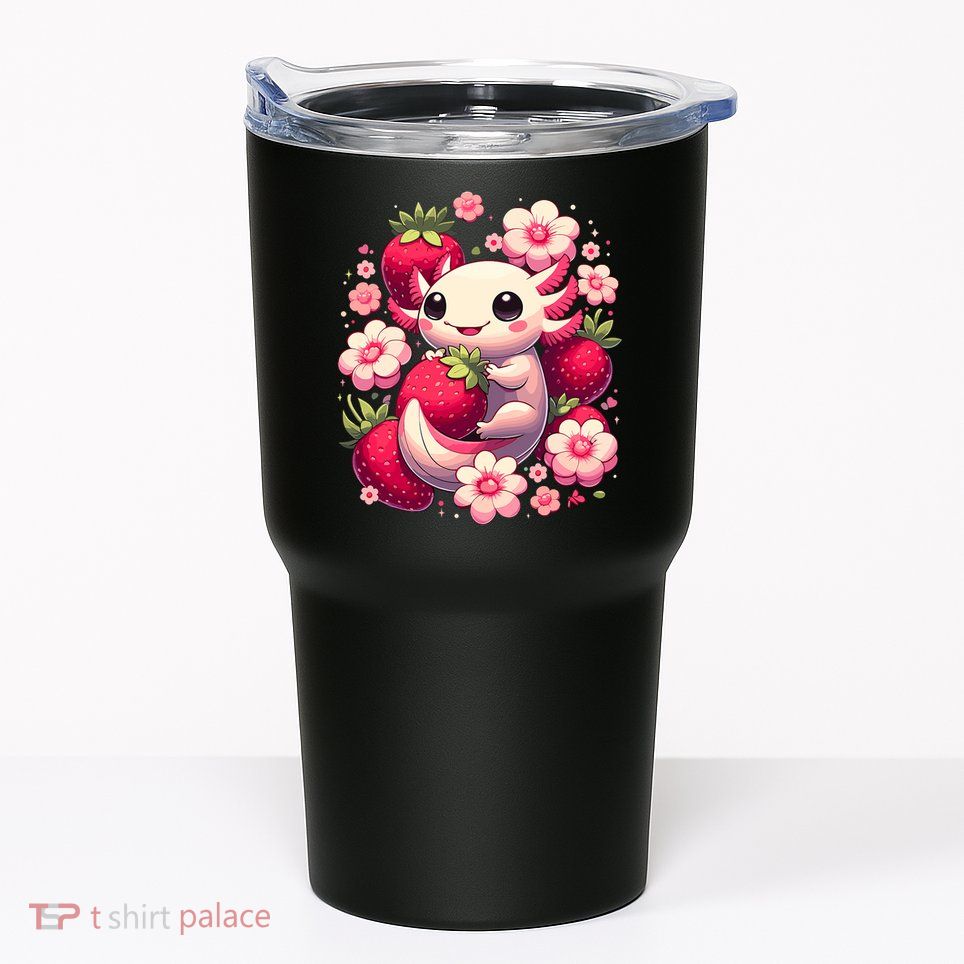 Cute Axolotl Kawaii Anime Axolotl Strawberry Tumbler