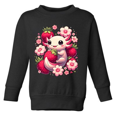 Cute Axolotl Kawaii Anime Axolotl Strawberry Toddler Sweatshirt