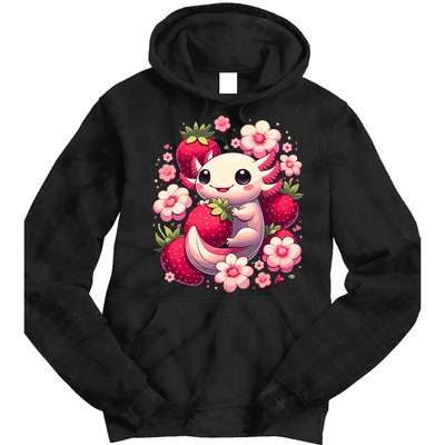 Cute Axolotl Kawaii Anime Axolotl Strawberry Tie Dye Hoodie