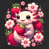 Cute Axolotl Kawaii Anime Axolotl Strawberry Hat