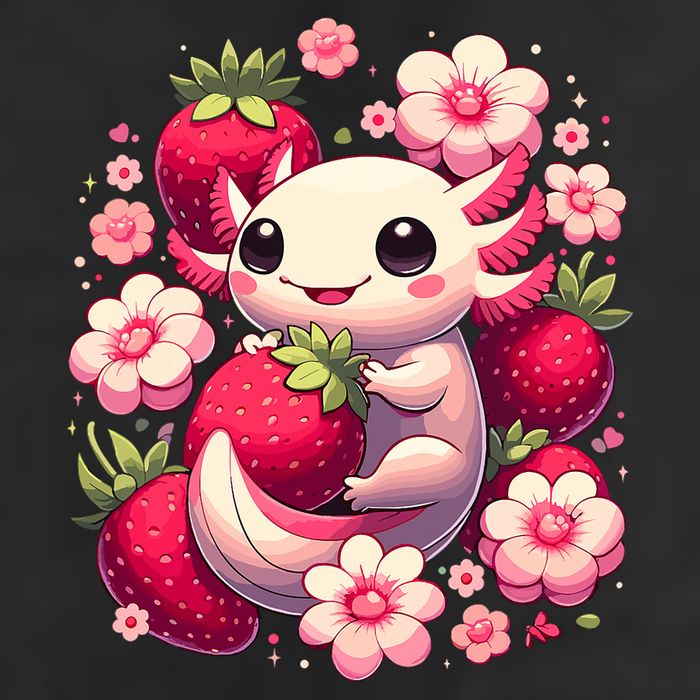 Cute Axolotl Kawaii Anime Axolotl Strawberry Hat