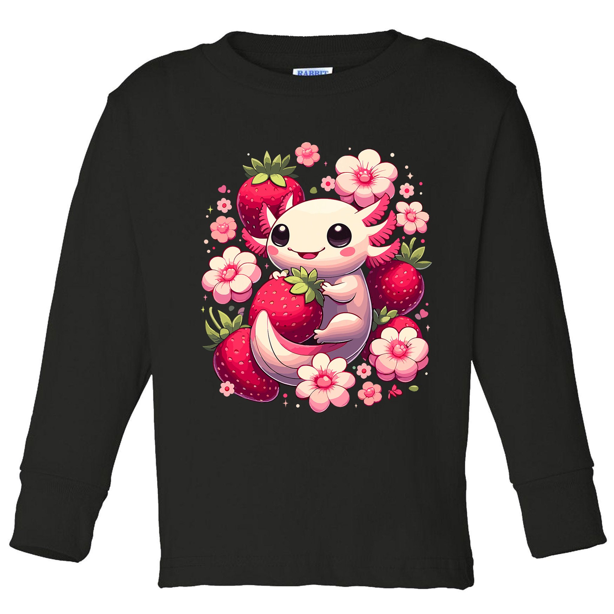 Cute Axolotl Kawaii Anime Axolotl Strawberry Toddler Long Sleeve Shirt