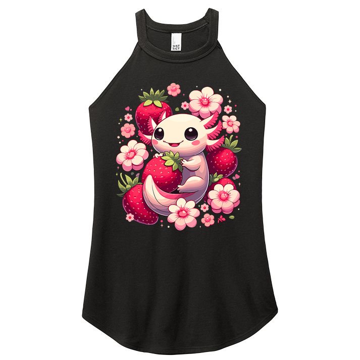 Cute Axolotl Kawaii Anime Axolotl Strawberry Women's Perfect Tri Rocker Tank