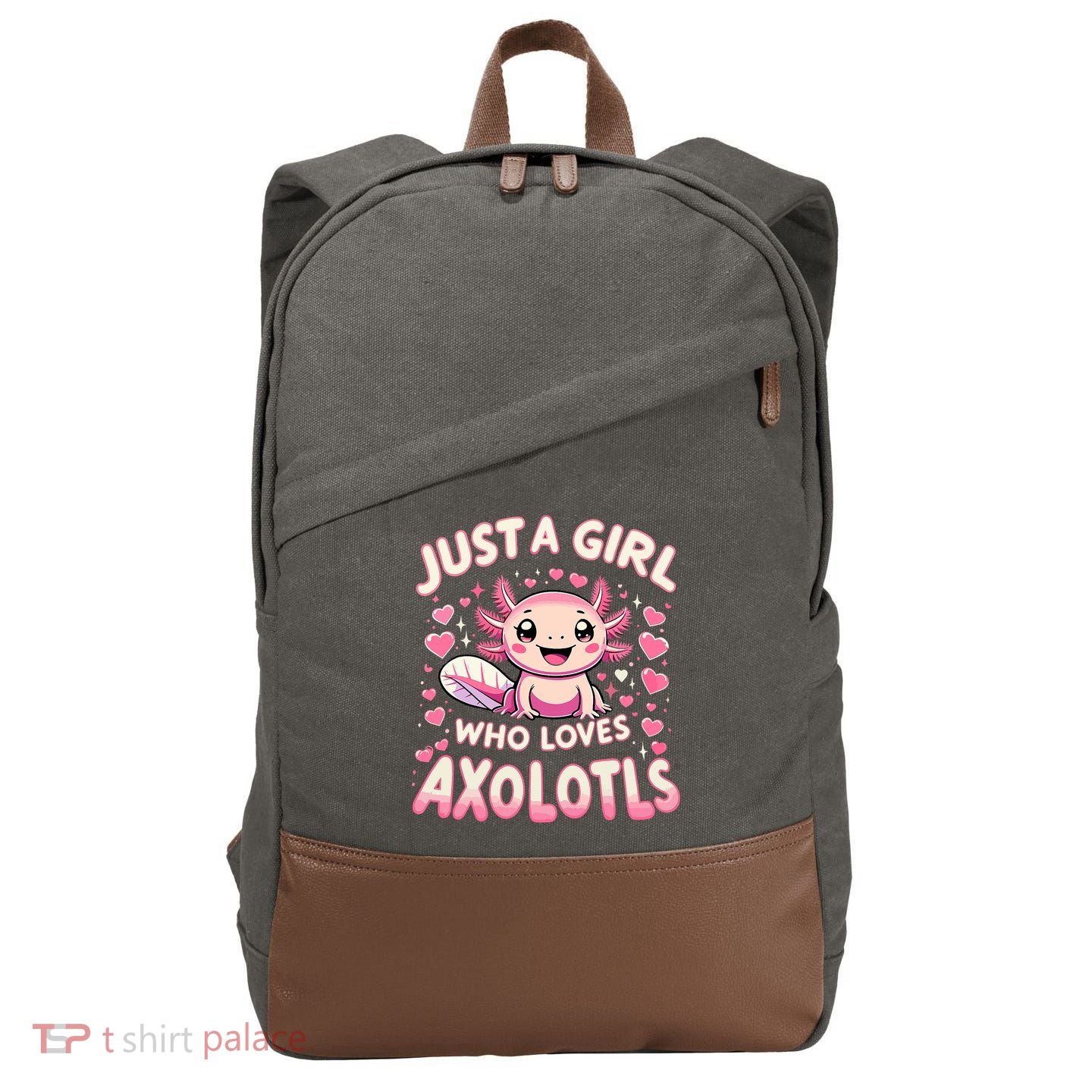 Cute Axolotl Kawaii Just A Girl Who Loves Axolotls Cotton Canvas Backpack