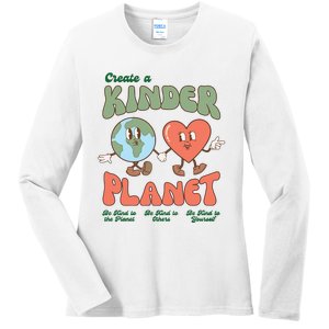 Create A Kinder Planet Earth Protect Lover Save The Earth Trending Gift Idea Ladies Long Sleeve Shirt