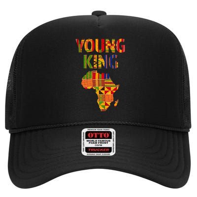 Cool African Kente Art Men Kids African American Print High Crown Mesh Back Trucker Hat