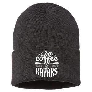 Coffee and Kayaks Funny Kayaking Sustainable Knit Beanie