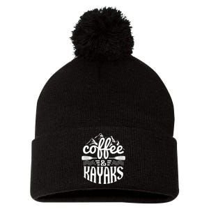 Coffee and Kayaks Funny Kayaking Pom Pom 12in Knit Beanie