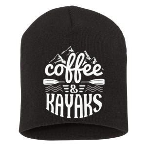 Coffee and Kayaks Funny Kayaking Short Acrylic Beanie