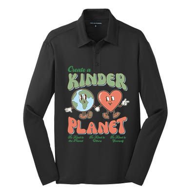 Create A Kinder Planet Be Kind To The Planet Kind To Others Gift Silk Touch Performance Long Sleeve Polo