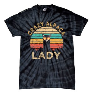 Crazy Alpaca Lady Funny Alpaca Wearing Sunglasses Farmer Tie-Dye T-Shirt