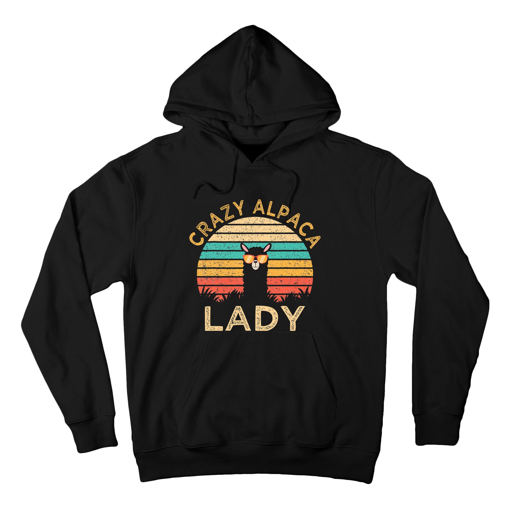 Crazy Alpaca Lady Funny Alpaca Wearing Sunglasses Farmer Tall Hoodie