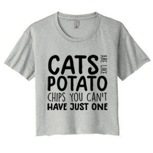 Cats Are Like Potato Chips Funny Gift Funny Cat Lovers Tee Kitty Great Gift Women's Crop Top Tee