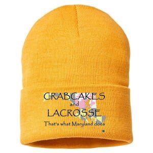 Crabcakes And Lacrosse ThatS What Maryland Does Sustainable Knit Beanie