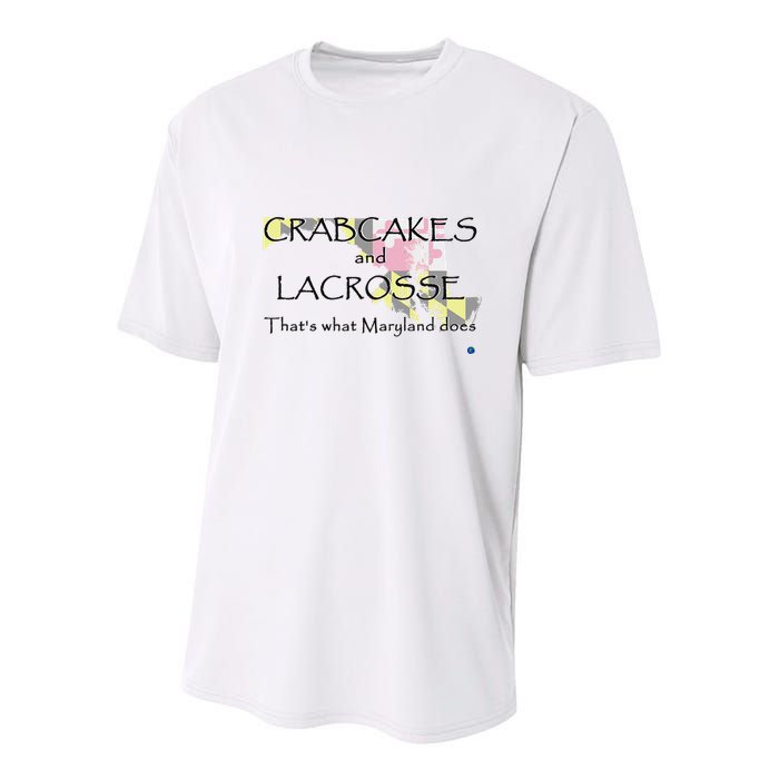 Crabcakes And Lacrosse ThatS What Maryland Does Youth Performance Sprint T-Shirt