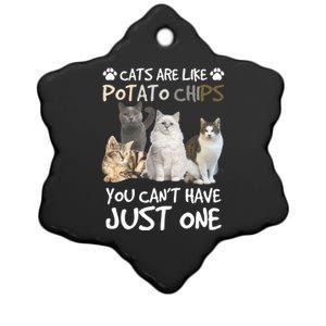 Cats Are Like Potato Chips You Can Not Have Just One Funny Cool Gift Ceramic Star Ornament