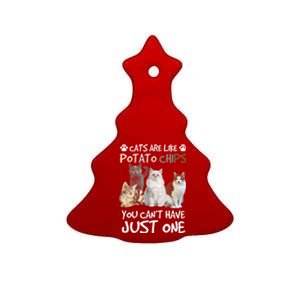 Cats Are Like Potato Chips You Can Not Have Just One Funny Cool Gift Ceramic Tree Ornament