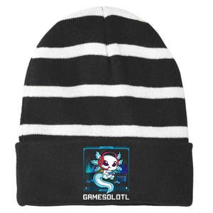 Cute Axolotl Lover Gamesalotl Gaming Axolotl  Toddler Striped Beanie with Solid Band