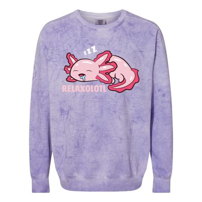 Cute Axolotl Lover Mexican Salamander Relaxolotl Pullover Hoodie Colorblast Crewneck Sweatshirt