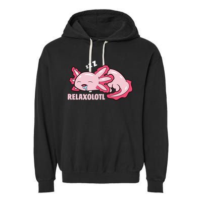 Cute Axolotl Lover Mexican Salamander Relaxolotl Pullover Hoodie Garment-Dyed Fleece Hoodie
