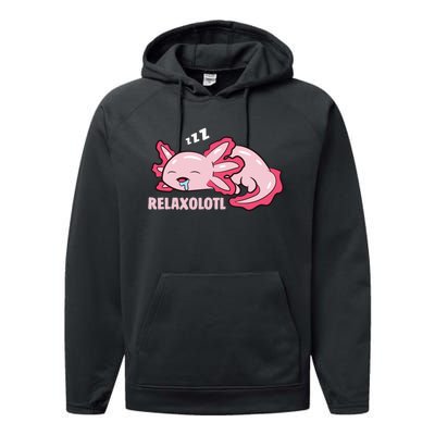 Cute Axolotl Lover Mexican Salamander Relaxolotl Pullover Hoodie Performance Fleece Hoodie