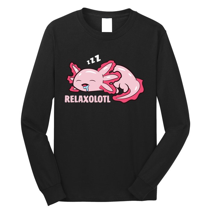 Cute Axolotl Lover Mexican Salamander Relaxolotl Pullover Hoodie Long Sleeve Shirt