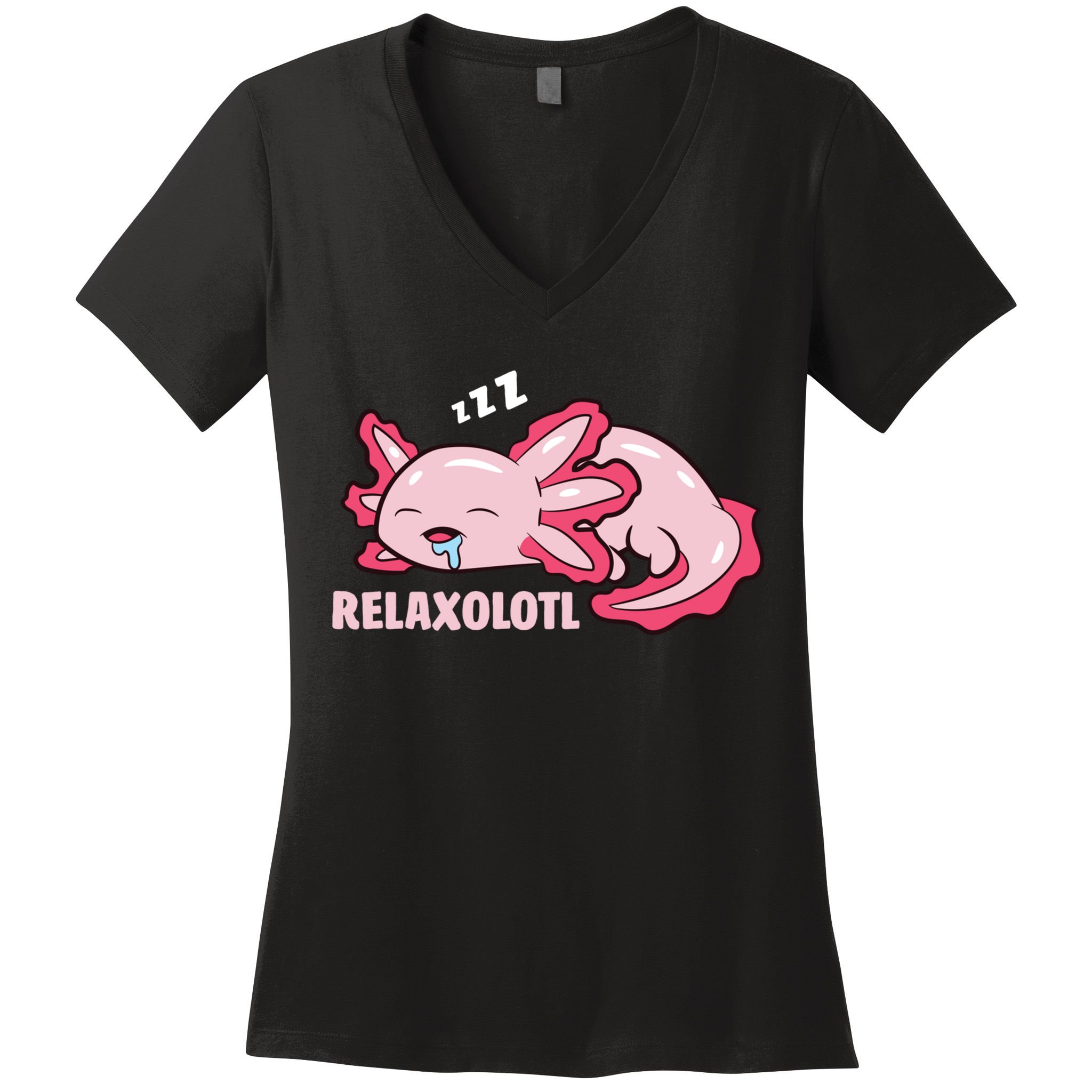 Cute Axolotl Lover Mexican Salamander Relaxolotl Pullover Hoodie Women's V-Neck T-Shirt