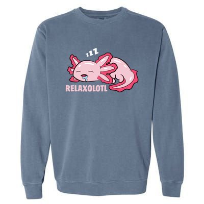 Cute Axolotl Lover Mexican Salamander Relaxolotl Pullover Hoodie Garment-Dyed Sweatshirt