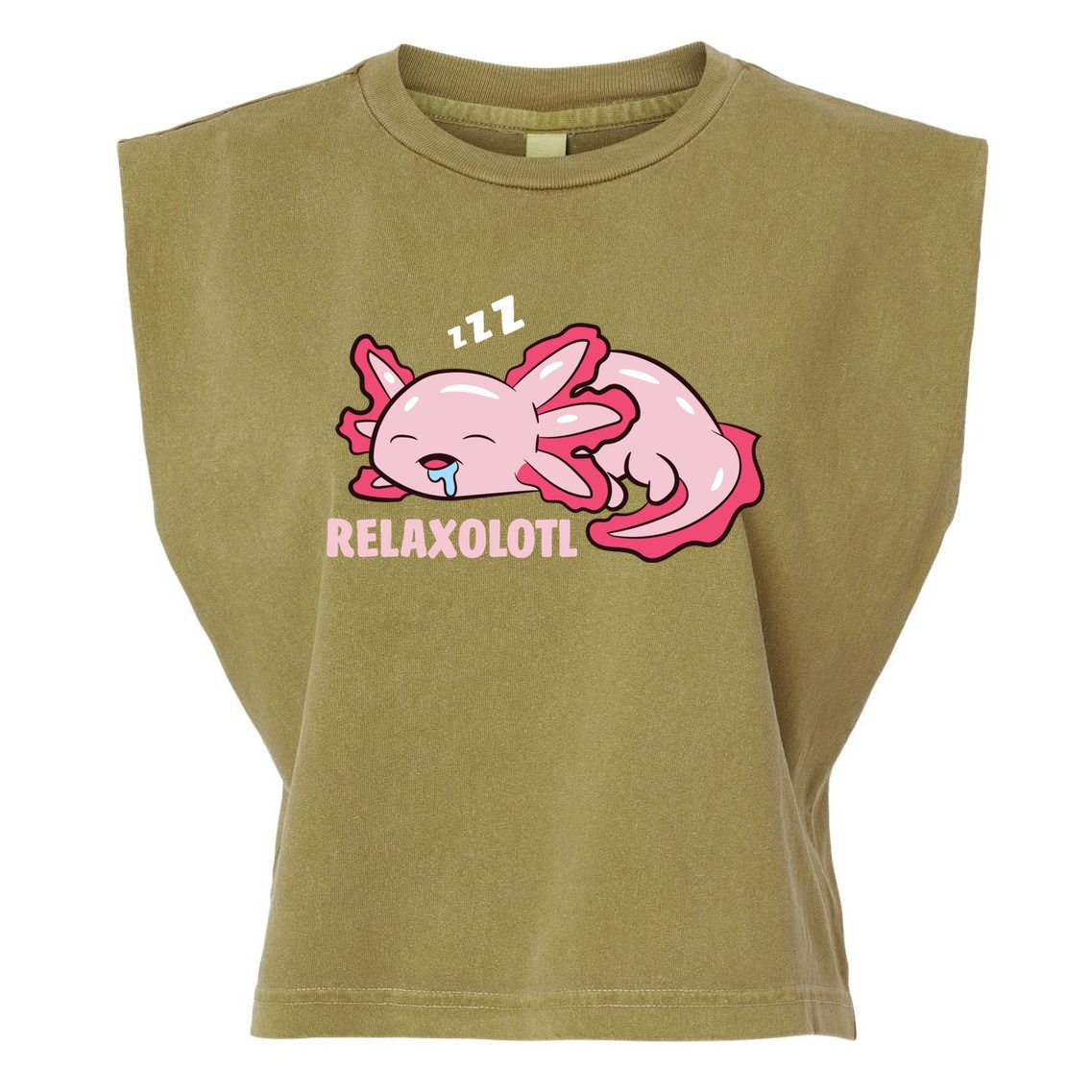 Cute Axolotl Lover Mexican Salamander Relaxolotl Pullover Hoodie Garment-Dyed Women's Muscle Tee