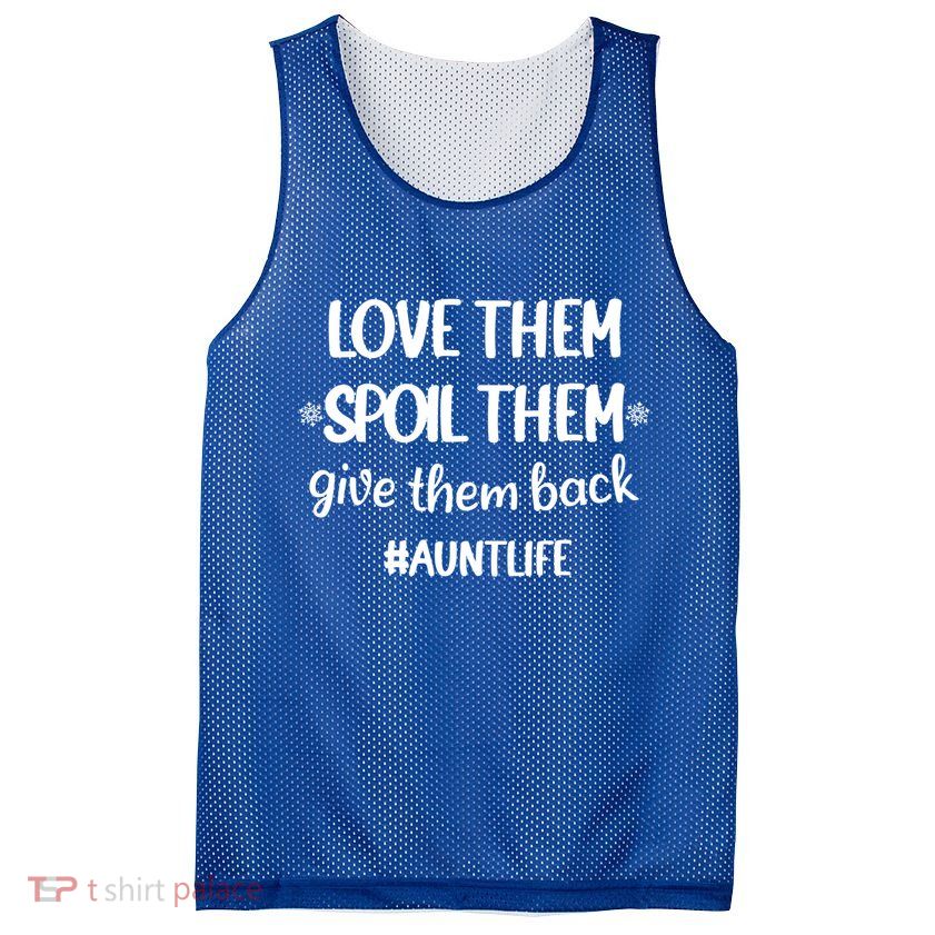 Christmas Auntie Love Them Spoil Them Give Them Back Great Gift Mesh Reversible Basketball Jersey Tank