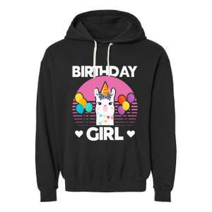 Cute Alpaca Llama Birthday Party Garment-Dyed Fleece Hoodie