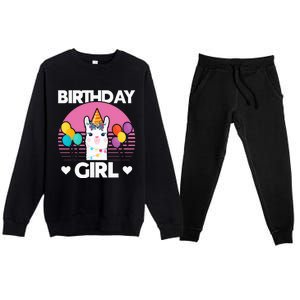 Cute Alpaca Llama Birthday Party Premium Crewneck Sweatsuit Set