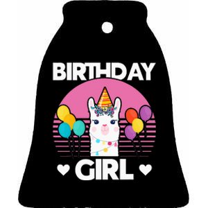 Cute Alpaca Llama Birthday Party Ceramic Bell Ornament