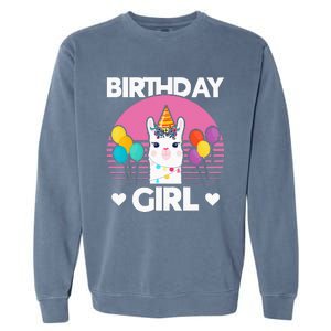 Cute Alpaca Llama Birthday Party Garment-Dyed Sweatshirt