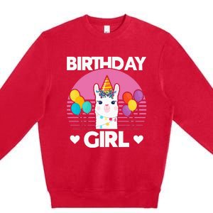 Cute Alpaca Llama Birthday Party Premium Crewneck Sweatshirt