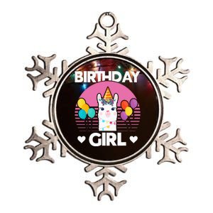 Cute Alpaca Llama Birthday Party Metallic Star Ornament