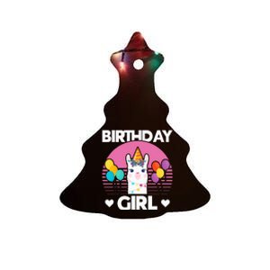 Cute Alpaca Llama Birthday Party Ceramic Tree Ornament