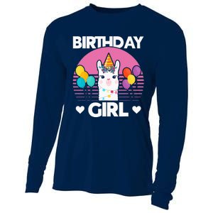 Cute Alpaca Llama Birthday Party Cooling Performance Long Sleeve Crew