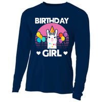 Cute Alpaca Llama Birthday Party Cooling Performance Long Sleeve Crew