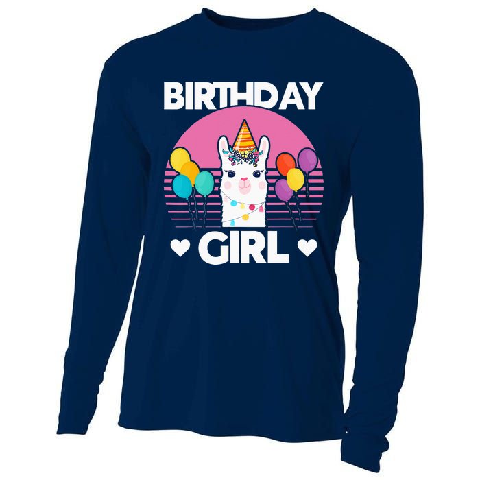 Cute Alpaca Llama Birthday Party Cooling Performance Long Sleeve Crew