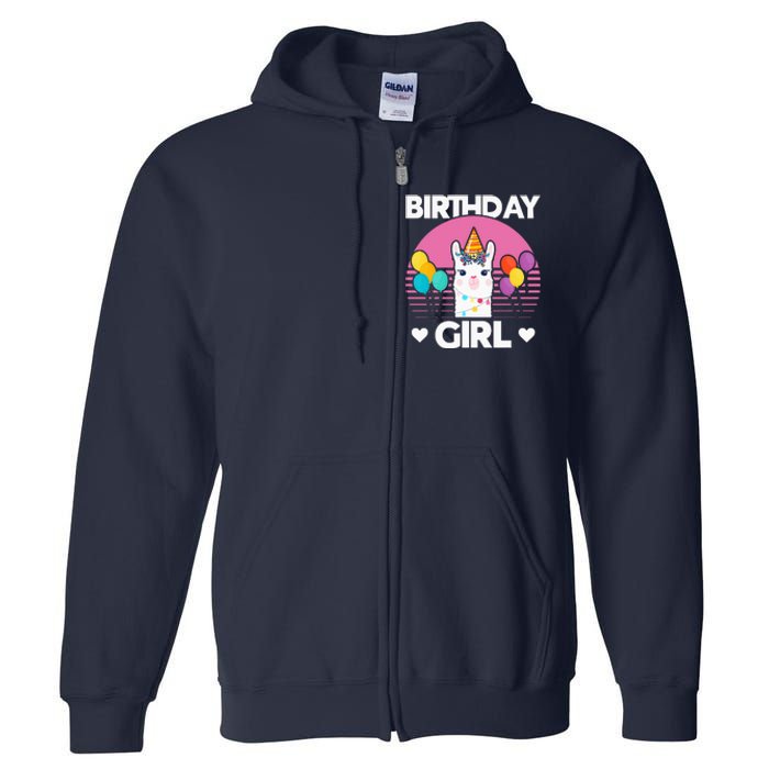 Cute Alpaca Llama Birthday Party Full Zip Hoodie