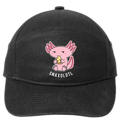 Cute Axolotl Lover Snaxolotl Eating Pizza Kawaii Anime 7-Panel Snapback Hat