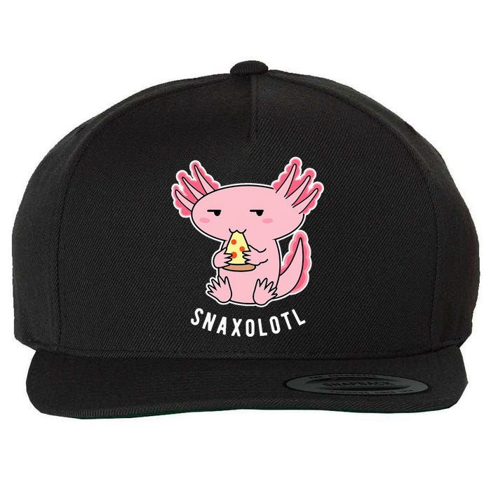 Cute Axolotl Lover Snaxolotl Eating Pizza Kawaii Anime Wool Snapback Cap