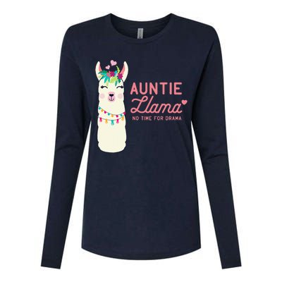 Cute Auntie Llama Funny Alpacas Llamas Lover Gift For Aunt Womens Cotton Relaxed Long Sleeve T-Shirt