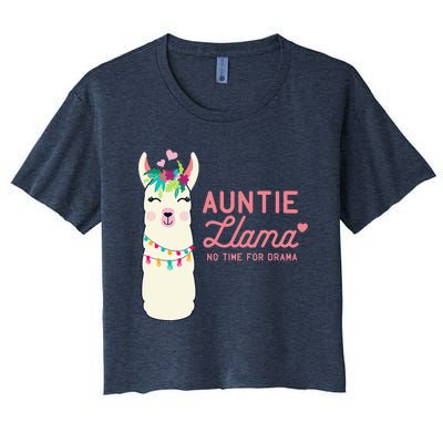 Cute Auntie Llama Funny Alpacas Llamas Lover Gift For Aunt Women's Crop Top Tee